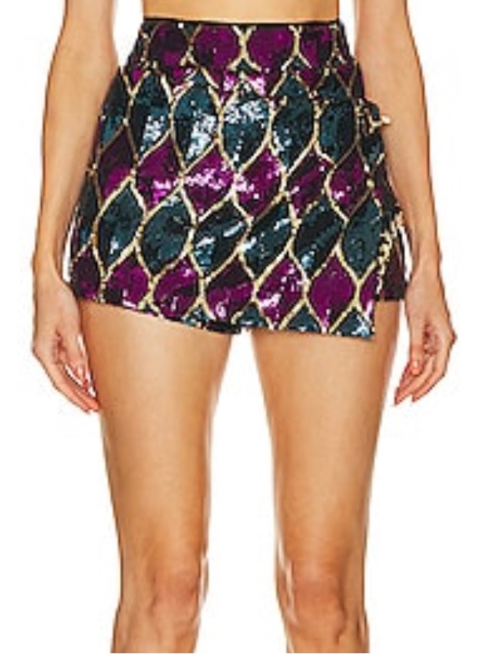 Zhivago Mean Streets Sequin Skort turquoise & purple gold chains size 8